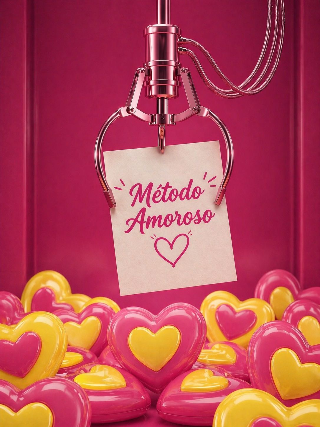 Arte rosa e amarela com texto Método Amoroso