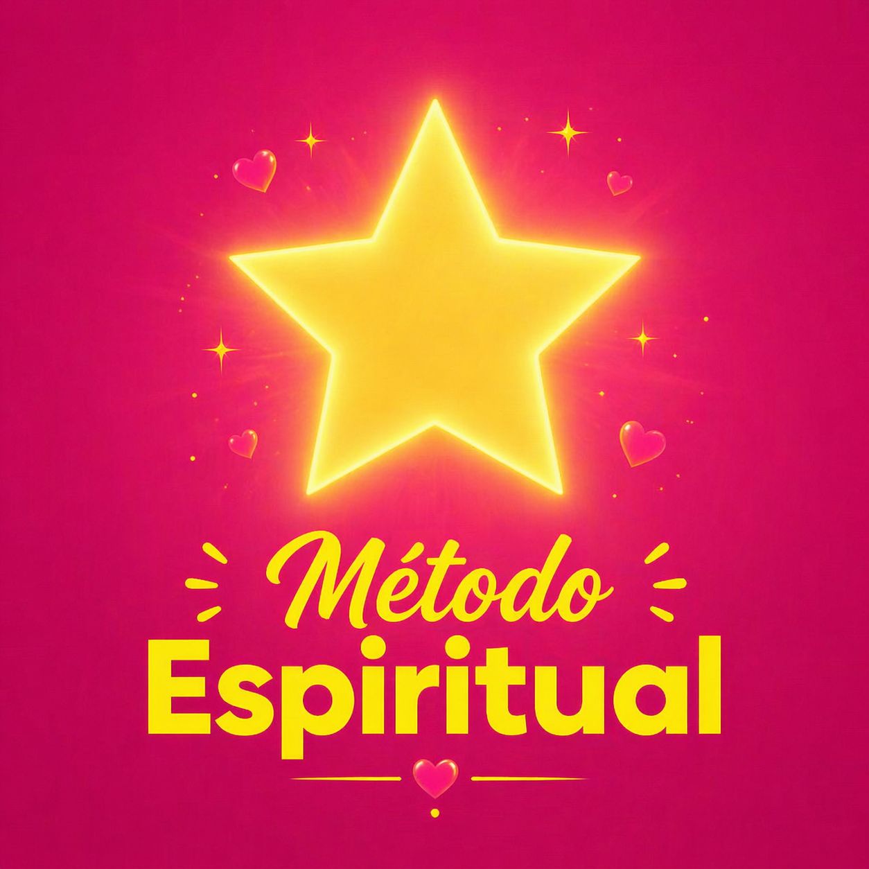Arte rosa e amarela com estrela e texto Método Espiritual